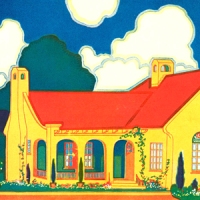 ★ Pair of Colourful 1920s House Illustrations